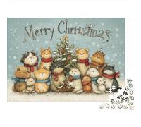 Christmas Cats Greeting Card Puzzles Imposible,desafío for Adults Juego Educativo 1000 Piezas Obra De Arte De Juego De para Adultos, Regalos A Partir De 14 Años 52x38cm/1000pcs