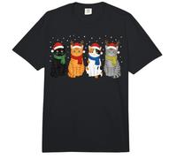 Christmas Cats Santa Cute Xmas Kittens Women Girls Kids Men Comfort Colors Adult Heavyweight T-Shirt