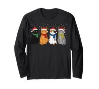 Christmas Cats Santa Cute Xmas Kittens Women Girls Kids Men Manga Larga