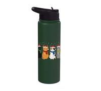 Christmas Cats Santa Cute Xmas Kittens Women Girls Kids Men Stainless Steel Insulated Water Bottle