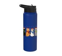 Christmas Cats Santa Cute Xmas Kittens Women Girls Kids Men Stainless Steel Insulated Water Bottle