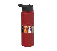Christmas Cats Santa Cute Xmas Kittens Women Girls Kids Men Stainless Steel Insulated Water Bottle