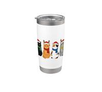 Christmas Cats Santa Cute Xmas Kittens Women Girls Kids Men Vaso térmico de acero inoxidable de doble pared