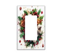 Christmas Cavalier King Charles Spaniel - Placa decorativa para interruptor de luz, 1 banda, basculante individual, placa de interruptor divertida de Hollies, placa frontal eléctrica para perros para