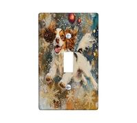 Christmas Cavalier King Charles Spaniel - Placa decorativa para interruptor de luz, 1 interruptor, placa frontal eléctrica de lujo con copos de nieve para cocina, baño, decoración de cubierta de