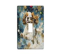 Christmas Cavalier King Charles Spaniel - Placa decorativa para interruptor de luz, 1 interruptor, placa frontal eléctrica de lujo con copos de nieve para cocina, baño, decoración de cubierta de