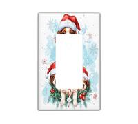 Christmas Cavalier King Charles Spaniel - Placa decorativa para interruptor de luz de 1 banda, placa frontal eléctrica de acuarela divertida de Navidad para cocina, baño, decoración de cubierta de