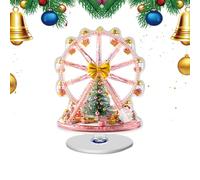 Christmas Centerpiece, Holiday Decor with Rotating Design, 2d Ferris Wheel for Celebration, Tree Pattern Display, Table Tool, Seasonal Accessory for Party, Wedding, House, Fireplace