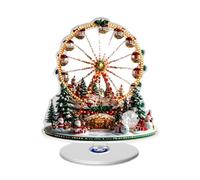 Christmas Centerpiece - Rotating Base with Christmas Tree Design, 2D Ferris Wheel Ornament Display, Eye-Catching Table Decoration, Easy to Assemble for Wedding, Party, Fireplace