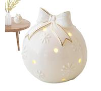Christmas Ceramic Decor, Lighted Tabletop Ornament, Ceramic Christmas Decorations, Vintage Holiday Decor, Removable Hollow Light Ornament, Indoor Christmas Decor, Lighted Ceramic Tabletop Decor