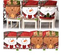 Christmas Chair Covers, Cute Cartoon Snowman Santa Claus Elk Xmas Holiday Themed Chairs Covers, Christmas Chair Back Cover for Dining Room, Holiday Festival Party Décor (2PCS (Snowman + Elk))