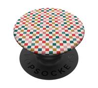 Christmas Checkered Joy Holiday Checkerboard Design PopSockets PopGrip Adhesivo