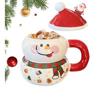 Christmas Coffee Mug - Cute Ceramic Drinkware With Handle And Lid, Holiday Mug For Tea, Coffee, Water, Whiskey, Perfect For Picnic, Fishing, Outdoor Adventures, Hiking, Camping, Home And Party