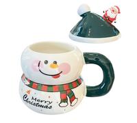 Christmas Coffee Mug - Cute Ceramic Holiday Supplies with Handle And Lid | Cute Christmas Mugs - comfort grip handle,Fishing Outdoor Water Campfire Tea Hiking Adventure Game Home Camping Party Whiskey