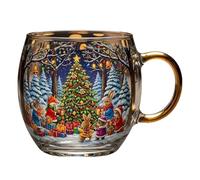 Christmas Coffee Mugs, 10oz Cute Painted Ceramic Cup, Heat-Resistant Holiday Mug for Tea Time, Winter Travel, Birthday, Wedding, Party, Home, Café, Stocking Stuffer Glass