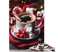 Christmas Coffee with Candy Cane Puzzle Imposible,desafío para Adultos Entretenimiento Creativo 1000 Piezas Obra De Arte De Juego De para Adultos, Regalos A Partir De 14 Años 1000pcs (40x28cm)