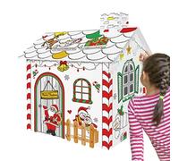 Christmas Coloring House, Cardboard House for Kids to Colour, Durable Kids Cardboard Playhouse, Creative Cardboard Gingerbread House,Christmas Model House Colouring Craft