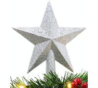Christmas Concepts® 20cm Glitter Tree Topper - Adorno para la Punta del árbol de Navidad (Plata)