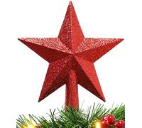Christmas Concepts® 20cm Glitter Tree Topper - Adorno para la Punta del árbol de Navidad (Rojo)