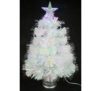 Christmas Concepts® 2ft (60cm) Blanco Iridiscente PVC Fibra Óptica Árbol de Navidad con Cambio de Color Luces LED