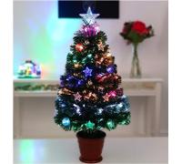 Christmas Concepts® Árboles de Navidad de Fibra óptica de 32" - Diseños Variados (Estrellas, Adornos y Base Negra)