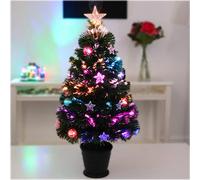 Christmas Concepts® Hermoso ÁRBOL DE Navidad DE 32" EN Verde Fibra ÓPTICA con Estrellas Y Adornos