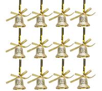 Christmas Concepts® Pack De 12 Campanas Doradas con Lazos - Adornos para Árboles De Navidad - Adornos Tradicionales