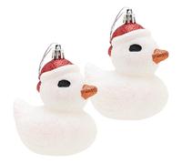 Christmas Concepts® Pack de 2 Adornos Festivos con Forma de Pato de 110 mm (4,3") con Purpurina Blanca - Adornos para árboles de Navidad Decoraciones