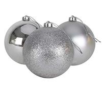 Christmas Concepts® Pack de 3 - Adornos de árbol de Navidad Extra Grandes de 15cm (6") - Adornos Brillantes, Mate y con Brillo (Plateado)