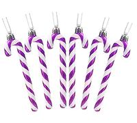 Christmas Concepts® Pack de 6 - Decoraciones para árboles de Navidad con bastón de Caramelo con Brillo de 13 cm (5.2") (Morado y Blanco)