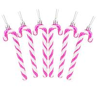 Christmas Concepts® Pack de 6 - Decoraciones para árboles de Navidad con bastón de Caramelo con Brillo de 13 cm (5.2") (Rosa Fuerte)