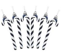 Christmas Concepts® Pack de 6 - Decoraciones para árboles de Navidad con bastón de Caramelo con Brillo de 13 (5.2") cm (Azul Medianoche y Blanco)