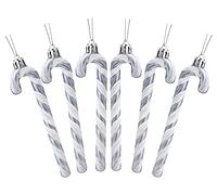 Christmas Concepts® Pack de 6 - Decoraciones para árboles de Navidad con bastón de Caramelo con Brillo de 13 (5.2") cm (Grafito)