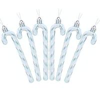 Christmas Concepts® Pack de 6 - Decoraciones para árboles de Navidad con bastón de Caramelo con Brillo de 13 cm (5.2") (Azul Hielo y Blanco)