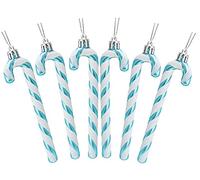 Christmas Concepts® Pack de 6 - Decoraciones para árboles de Navidad con bastón de Caramelo con Brillo de 13 cm (5.2") (Turquesa y Blanco)
