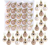 Christmas Concepts Pack of 25-25mm Mini Christmas Tree Baubles - Shiny Matte & Glitter Decorated Ornaments (Champagne)
