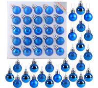 Christmas Concepts Pack of 25-25mm Mini Christmas Tree Baubles - Shiny Matte & Glitter Decorated Ornaments (Blue)