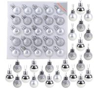 Christmas Concepts Pack of 25-25mm Mini Christmas Tree Baubles - Shiny Matte & Glitter Decorated Ornaments (Silver)