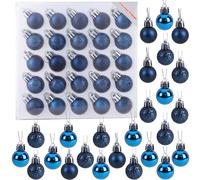 Christmas Concepts Pack of 25-25mm Mini Christmas Tree Baubles - Shiny Matte & Glitter Decorated Ornaments (Midnight Blue)