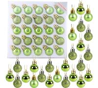 Christmas Concepts Pack of 25-25mm Mini Christmas Tree Baubles - Shiny Matte & Glitter Decorated Ornaments (Lime Green)
