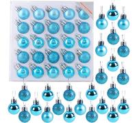 Christmas Concepts Pack of 25-25mm Mini Christmas Tree Baubles - Shiny Matte & Glitter Decorated Ornaments (Turquoise)