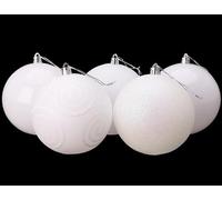 Christmas Concepts® Pack of 5 - Adornos de árbol de Navidad Extra Grandes de 100mm (4") - Adornos Brillantes, Mate y con Brillo (Blanco)