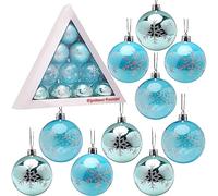 Christmas Concepts® Paquete de 10 - Adornos navideños de 6cm (2.4") para árboles de Navidad - Adornos de Copos de Nieve Brillantes, perlados y Transparentes (Azul Hielo)