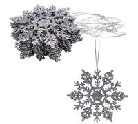 Christmas Concepts® Paquete de 12-10 cm Glitter Copo de Nieve Decoraciones Colgantes - Decoraciones de Navidad (Plata)