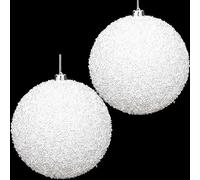 Christmas Concepts® Paquete de 2 Bolas de árbol de Navidad de 200 mm (8") : Bolas Brillantes de Color Blanco Iridiscente