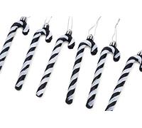 Christmas Concepts® Paquete de 6 a 13 cm (5.2") de caña de Caramelo Brillante para árbol de Navidad (Negro y Blanco)