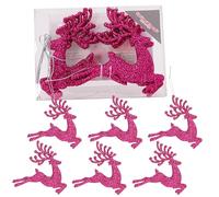 Christmas Concepts® - Paquete de 6 Bolas Brillantes de Reno de 100 mm (4") - Adornos para árbol de Navidad (Rosa Fucsia)