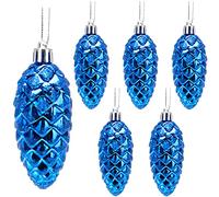 Christmas Concepts® Paquete de Adornos de Cono de Pino de 6-90 mm (3.6") - Decorados Brillantes y con Purpurina - Decoraciones navideñas de Lujo (Azul Real)