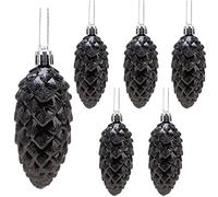Christmas Concepts® Paquete de Adornos de Cono de Pino de 6-90 mm - Decorados Brillantes y con Purpurina - Decoraciones navideñas de Lujo (Negro)