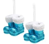 Christmas Concepts® Paquete de Botas de Papá Noel Colgantes con Purpurina de 2 a 10 cm con Ribete de Piel Blanca - Adornos/Adornos de árbol de Navidad (Turquesa)